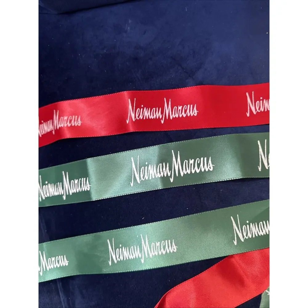 NEIMAN MARCUS Red & Green Satin Ribbon‎ For Christmas Holiday Gift Wrap